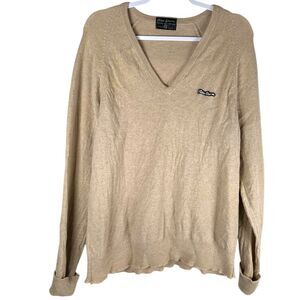 Peter Storm Vintage Tan V-Neck 100% Wool Long Sleeve Pullover Sweater medium